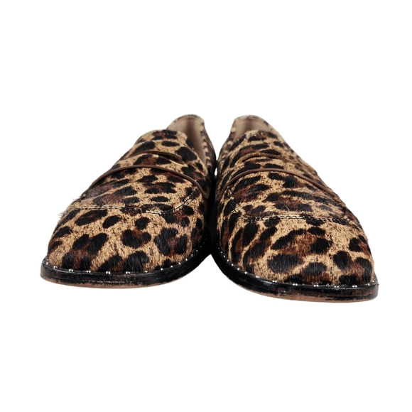 Something Navy Cheetah Leopard Calf Hair Leather Loafers Blogger Women's Size 7 - Picture 7 of 14